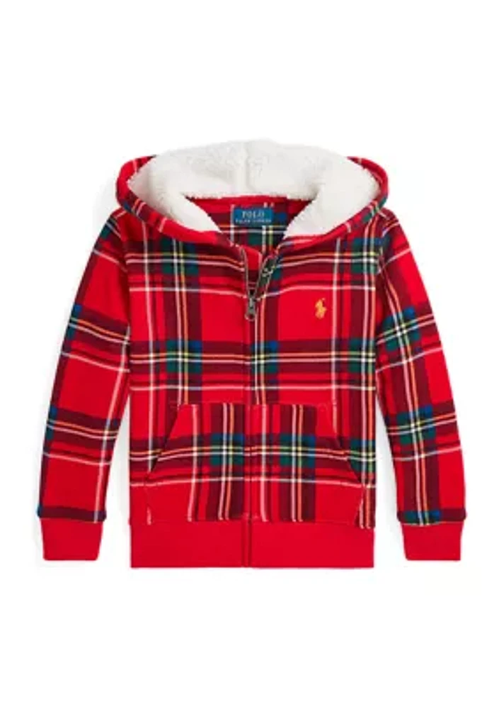 Boys 2-7 Plaid Fleece Full Zip Hoodie