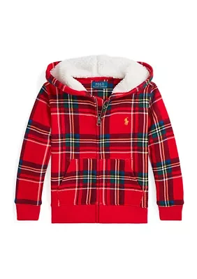 Boys 2-7 Plaid Fleece Full Zip Hoodie