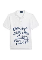 Boys - Embroidered Cotton Mesh Polo Shirt