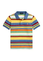 Boys - Striped Cotton Mesh Polo Shirt