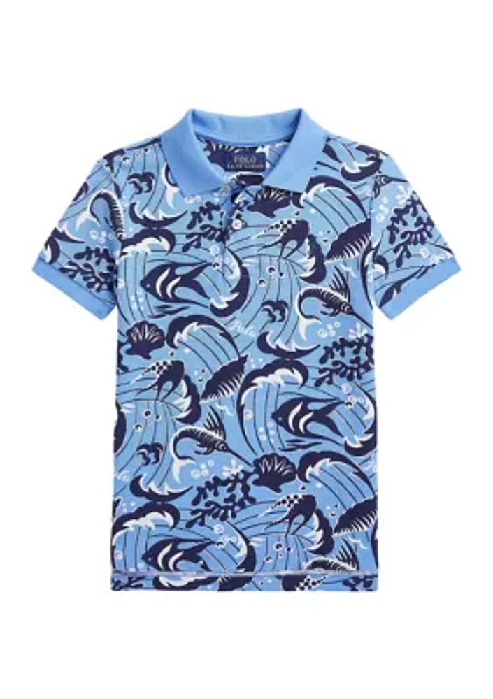 Boys 2-7 Reef Print Cotton Mesh Polo Shirt