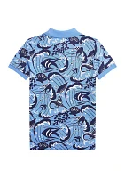 Boys 2-7 Reef Print Cotton Mesh Polo Shirt