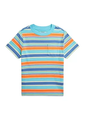 Boys - Striped Cotton Jersey Pocket T-Shirt