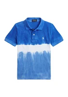 Boys - Tie Dye Cotton Mesh Polo Shirt