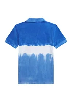 Boys - Tie Dye Cotton Mesh Polo Shirt