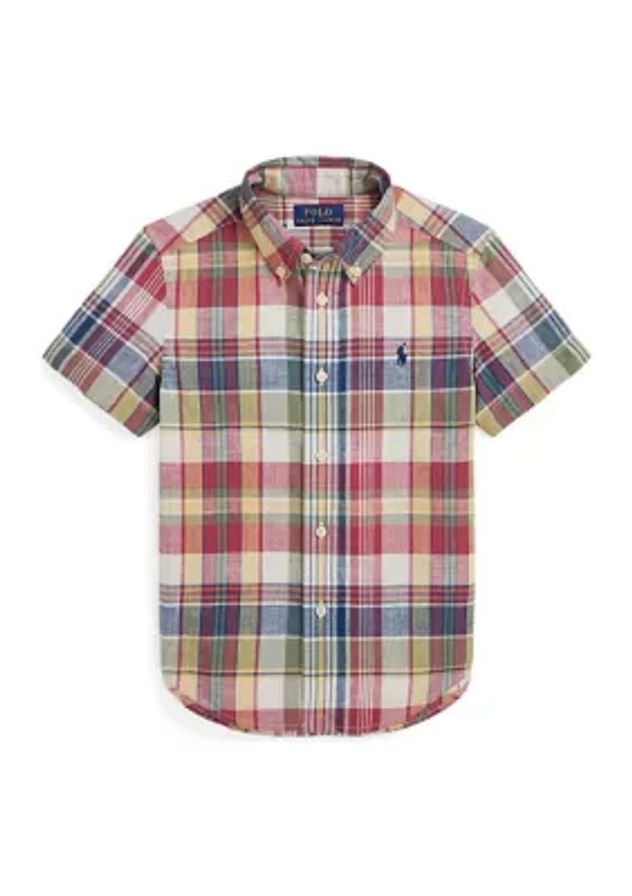 Boys - Cotton Madras Short Sleeve Shirt