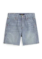 Boys - Indigo Striped Denim Carpenter Shorts