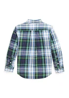 Boys - Plaid Brushed Cotton Oxford Shirt