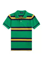 Boys - Striped Cotton Mesh Polo Shirt