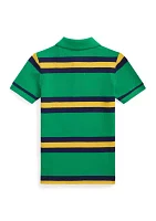 Boys - Striped Cotton Mesh Polo Shirt