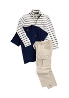 Boys 2-7 Striped Cotton Quarter-Zip Pullover