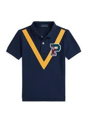 Boys 2-7 Cotton Mesh Letterman Polo Shirt