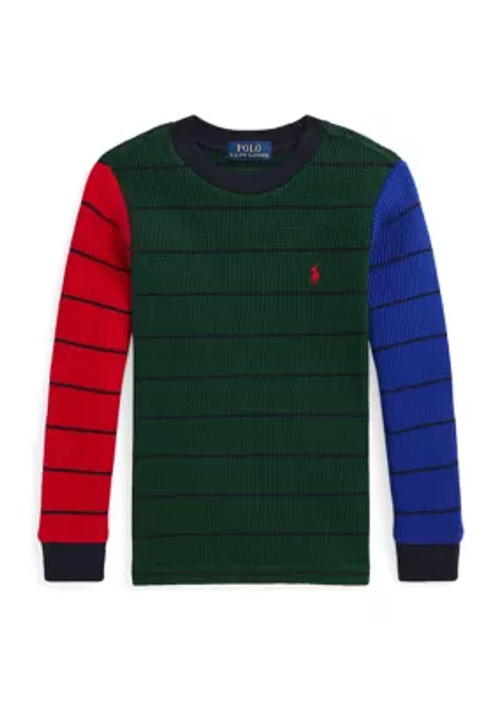 Boys - Waffle Knit Cotton Long Sleeve T-Shirt