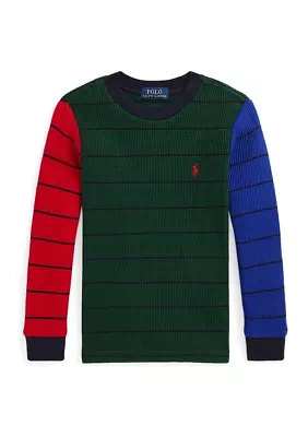 Boys - Waffle Knit Cotton Long Sleeve T-Shirt