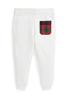 Boys 2-7 Plaid Trim Fleece Jogger Pants