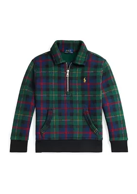 Boys 2-7 Plaid Fleece Collared Sweatshirt