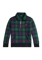 Boys - Plaid Fleece Collared Sweatshirt