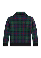 Boys - Plaid Fleece Collared Sweatshirt