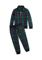 Boys - Plaid Fleece Collared Sweatshirt