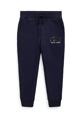 Boys 4-7 Plaid-Logo Fleece Jogger Pants