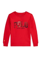 Boys - Plaid Logo Cotton Jersey Long Sleeve T-Shirt