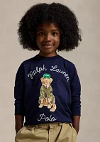 Boys - Dog Printed Cotton Long Sleeve T-Shirt