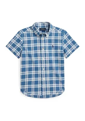 Boys - Plaid Cotton Short Sleeve Shirt