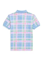 Boys 2-7 Plaid Printed Cotton Mesh Polo Shirt