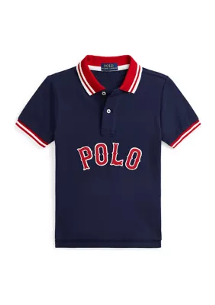 Boys 2-7 Baseball Logo Cotton Mesh Polo Shirt