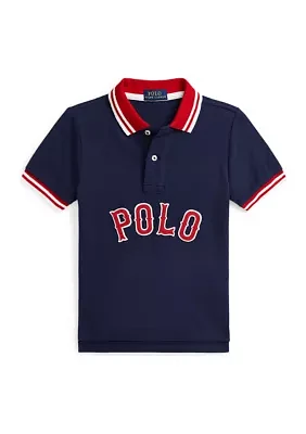 Boys 2-7 Baseball Logo Cotton Mesh Polo Shirt