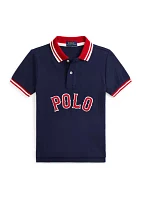 Boys 2-7 Baseball Logo Cotton Mesh Polo Shirt