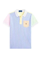 Boys - Striped Oxford Mesh Polo Shirt