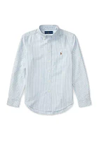 Boys - Striped Cotton Oxford Shirt