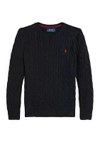 Boys - Cable Knit Cotton Sweater