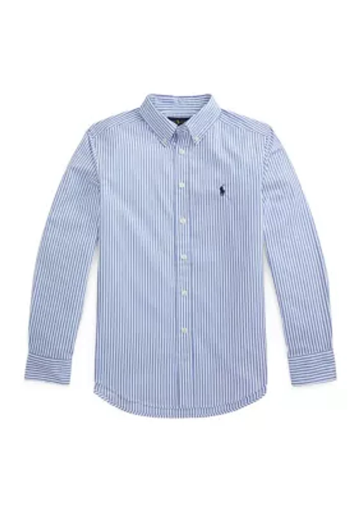 Boys 8-20 Striped Cotton Poplin Shirt