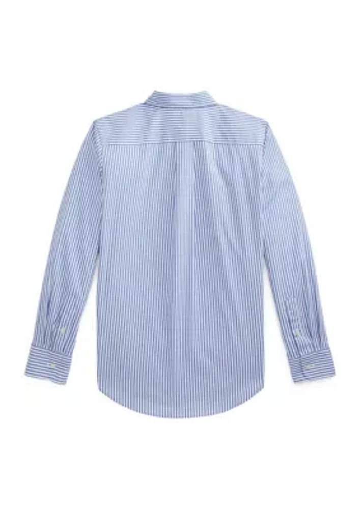 Boys 8-20 Striped Cotton Poplin Shirt