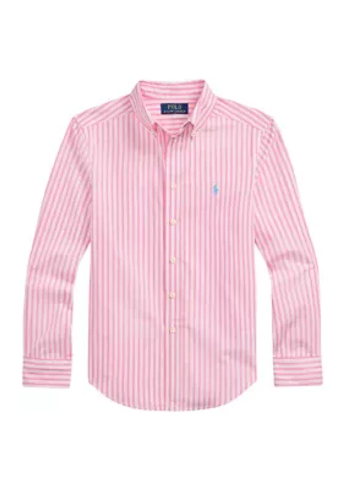 Boys 8-20 Striped Cotton Poplin Shirt