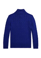 Boys - Cable-Knit Cotton 1/4 Zip Sweater