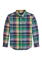 Boys 8-20 Plaid Cotton Oxford Shirt