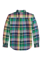 Boys 8-20 Plaid Cotton Oxford Shirt