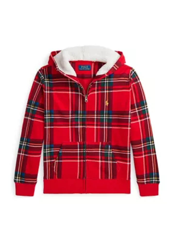 Boys 8-20 Plaid Fleece Full Zip Hoodie