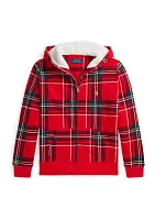 Boys 8-20 Plaid Fleece Full Zip Hoodie