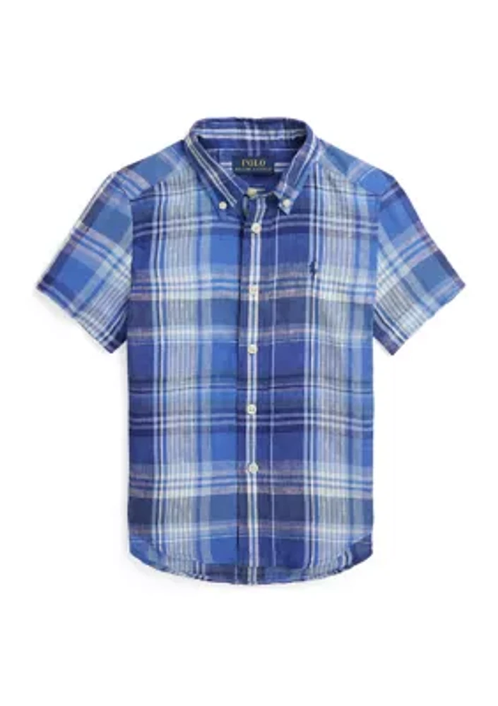 Boys 8-20 Linen Short Sleeve Shirt