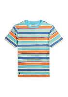 Boys - Striped Cotton Jersey Pocket T-Shirt