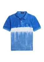 Boys - Tie Dye Cotton Mesh Polo Shirt