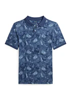 Boys 8-20 Nautical Printed Cotton Mesh Polo Shirt