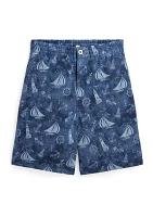 Boys - Nautical Printed Cotton Mesh Shorts