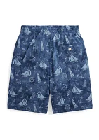 Boys - Nautical Printed Cotton Mesh Shorts