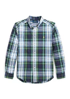 Boys - Plaid Brushed Cotton Oxford Shirt