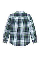 Boys - Plaid Brushed Cotton Oxford Shirt